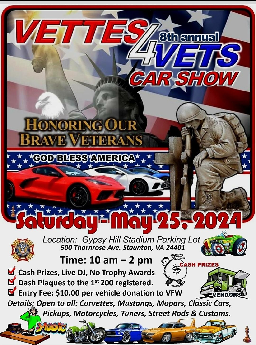 Vettes 4 Veterans Car Show - Open to All Vehicles