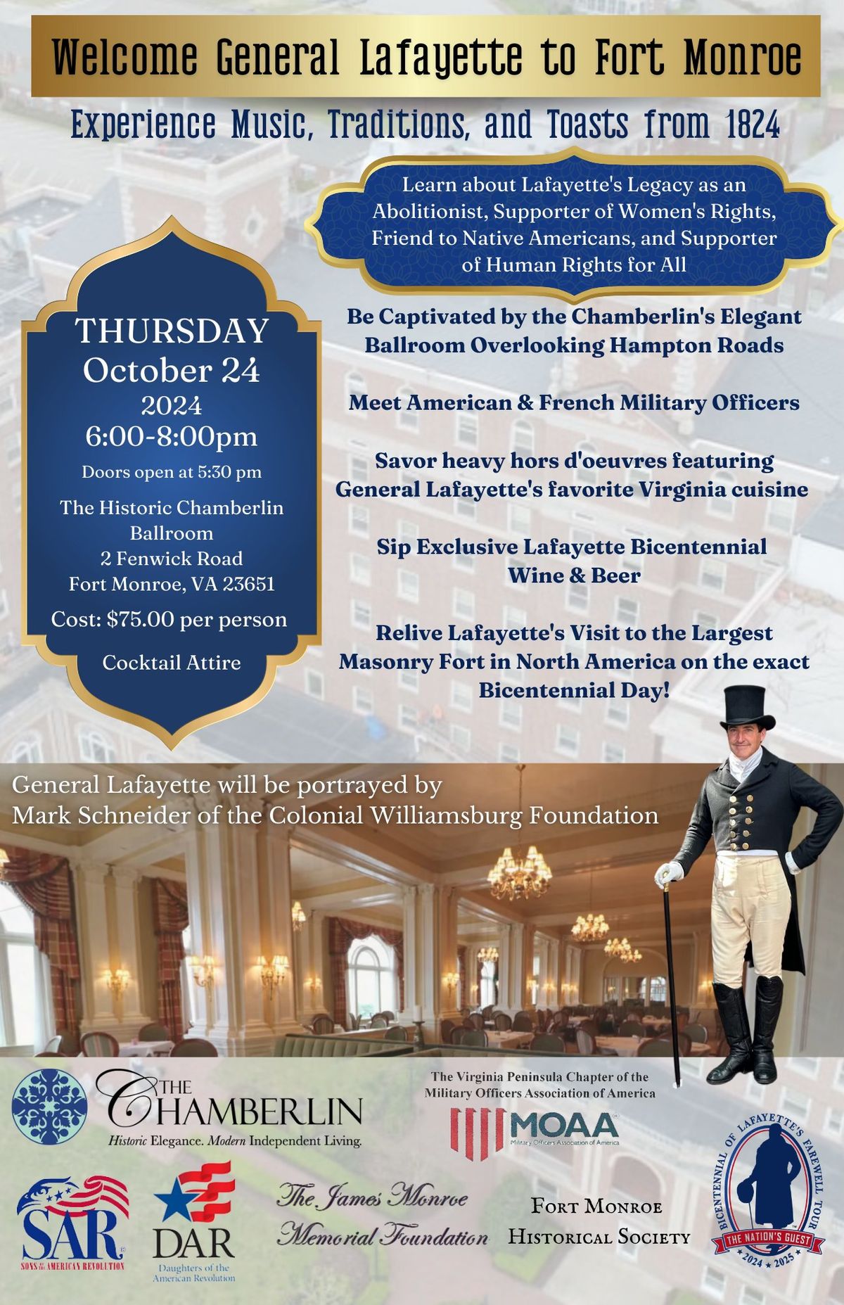 Welcome General Lafayette to Historic Fort Monroe