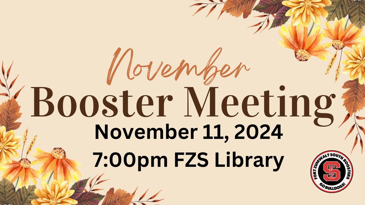 FZS Boosters and Activities Club November Meeting 