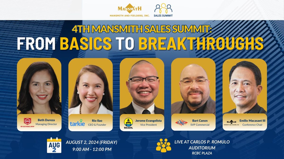 4th Mansmith Sales Summit: From Basics to Breakthroughs