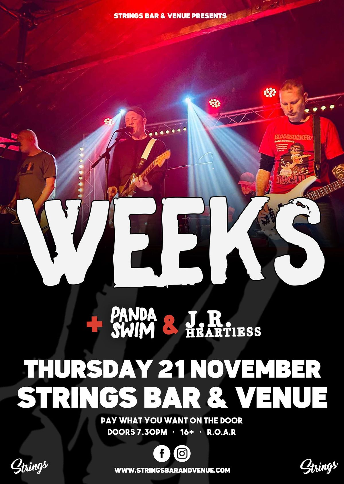 Weeks + Panda Swim + J.R Heartless Live at Strings Bar & Venue