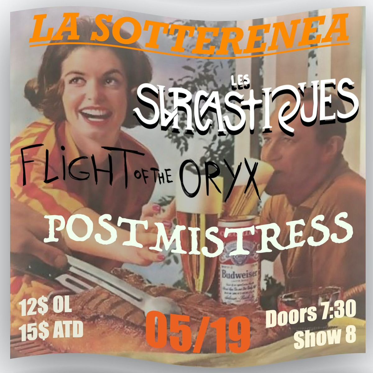 It's Party time! Les Sarcastiques, Flight Of The Oryx & Postmistress
