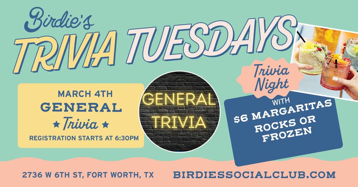 Tuesday Trivia Night @ Birdie\u2019s Social Club