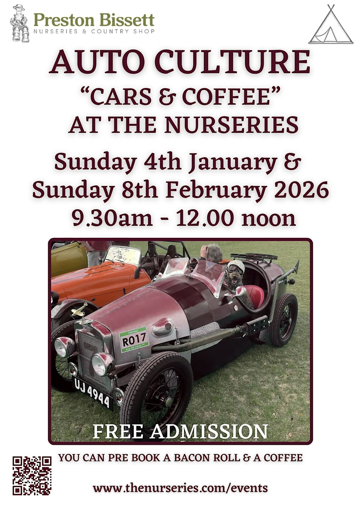 AUTO CULTURE  CARS AND COFFEE  AT THE NURSERIES SUNDAY 8th FEBRUARY 2026