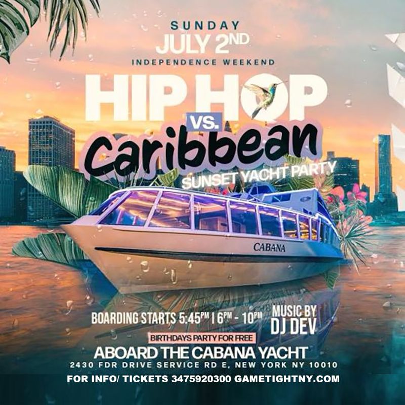 Hip Hop vs Caribbean NYC Summer Sunset Cabana Yacht Party Cruise 2023