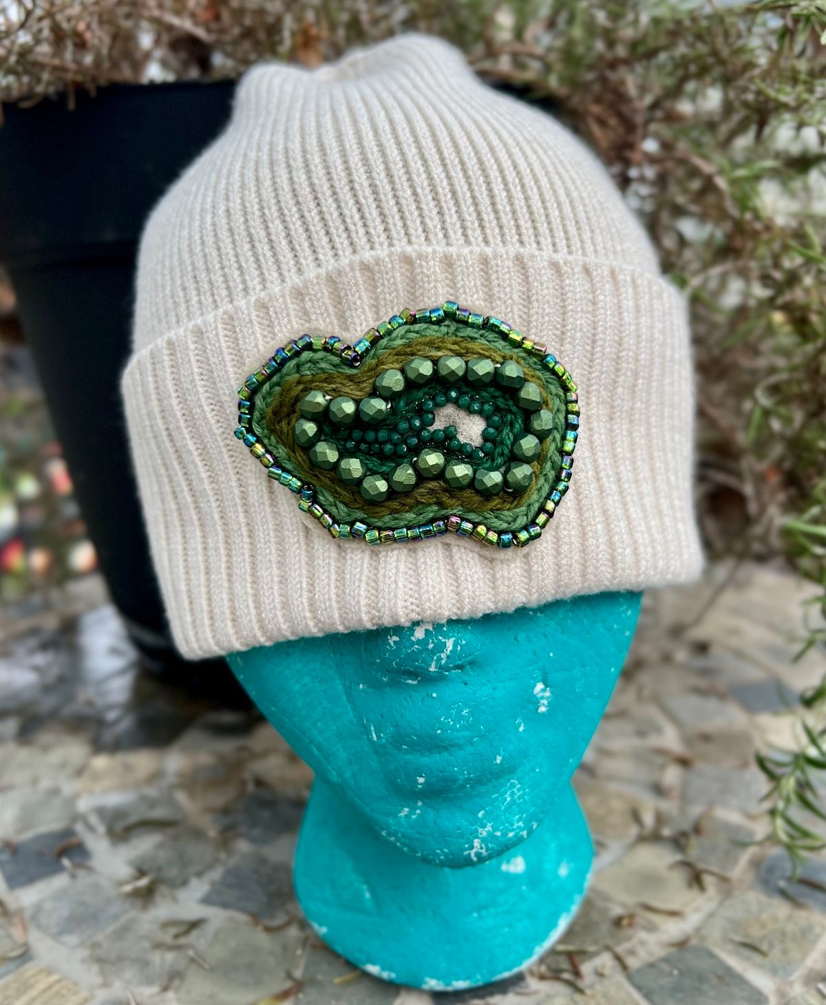  Embroidered Beaded Agate Slice Beanie Workshop Class @ The Art Lounge AK 12\/15