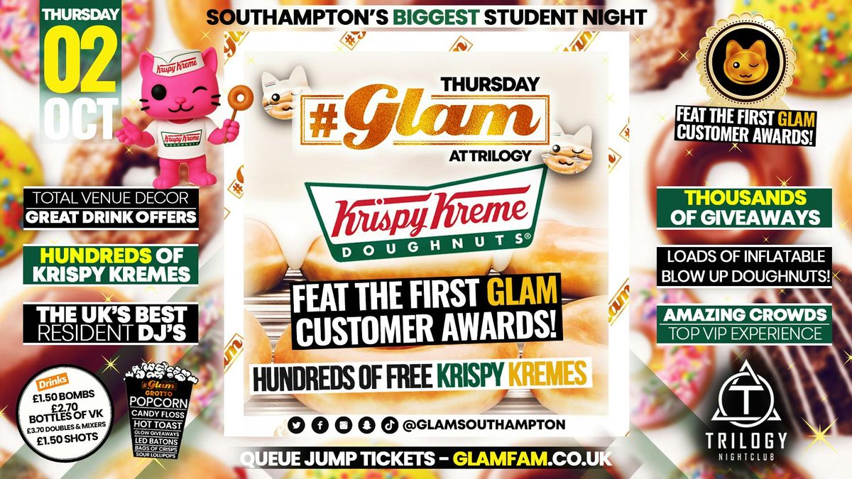Glam Thursdays | \ud83c\udf69KRISPY KREME &amp; Glam Student Awards \ud83c\udfc6 |  Southampton's Best Student Night \ud83d\ude3b
