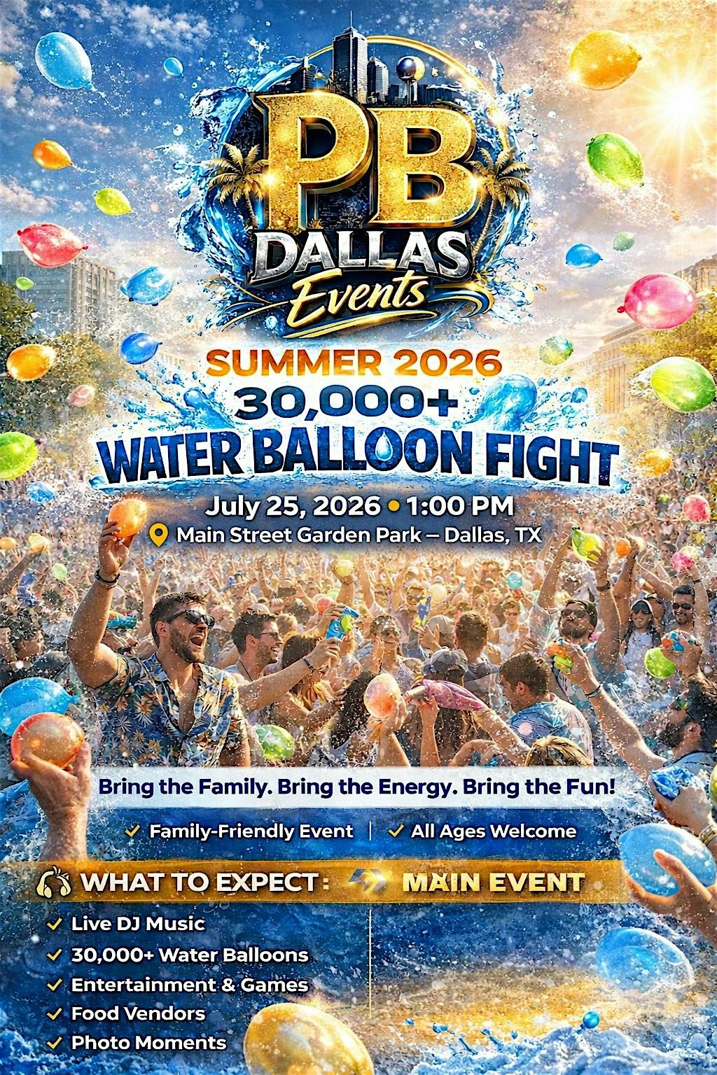 Summer 2026 30,000+ Water Balloon Fight | Dallas, TX