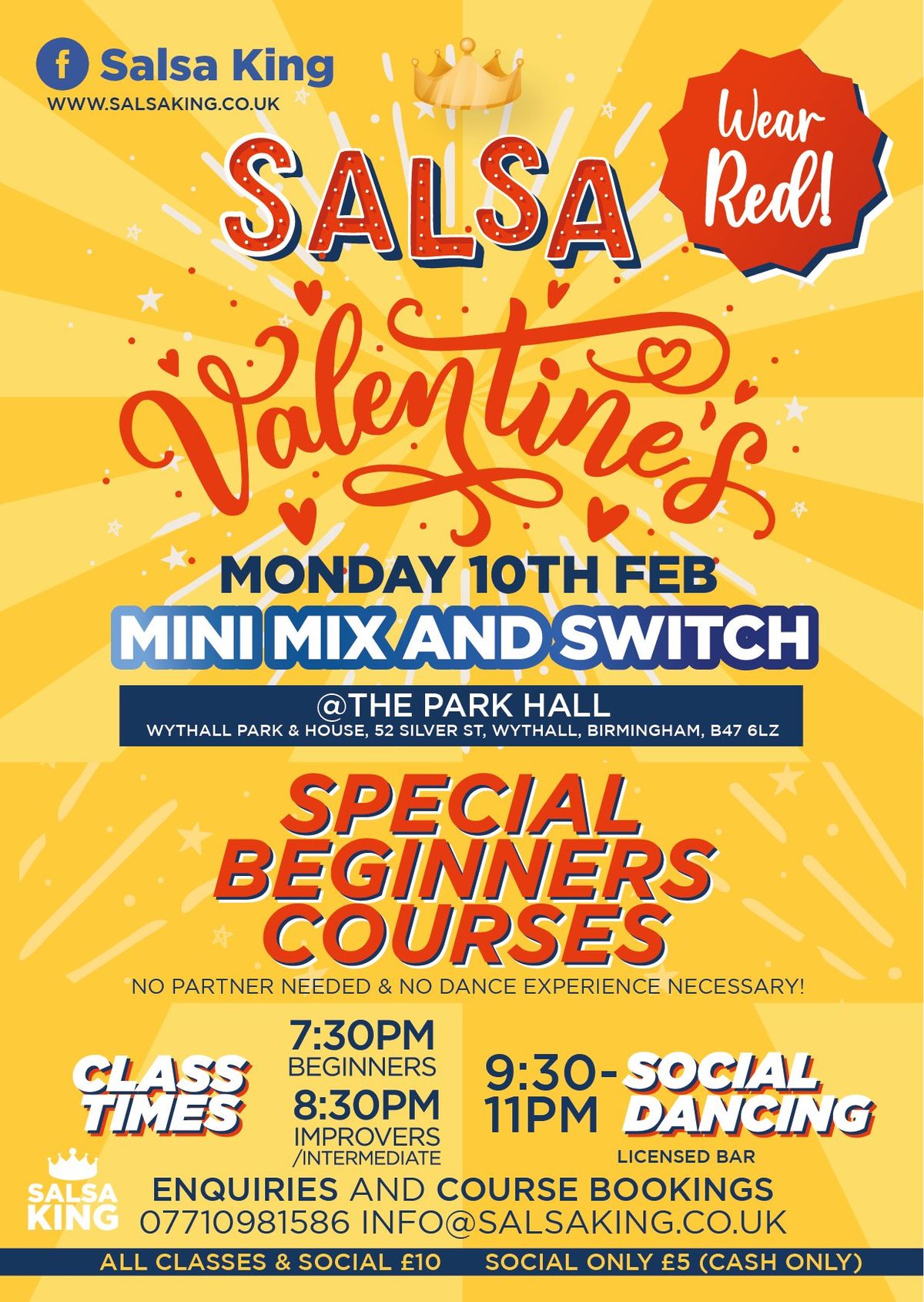 VALENTINES Party Salsa Mondays Wythall Birmingham Salsa King