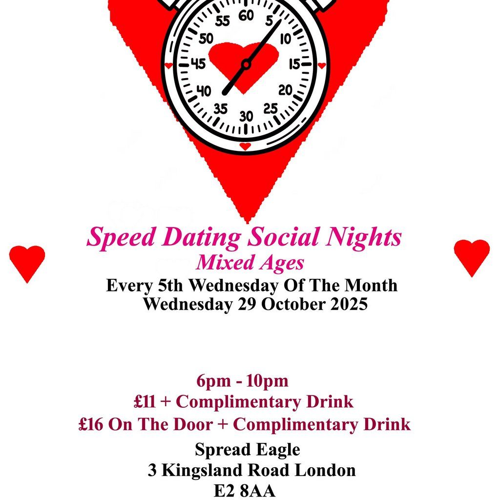 Speed Dating Social Night. Every 5th Wednesday of the month