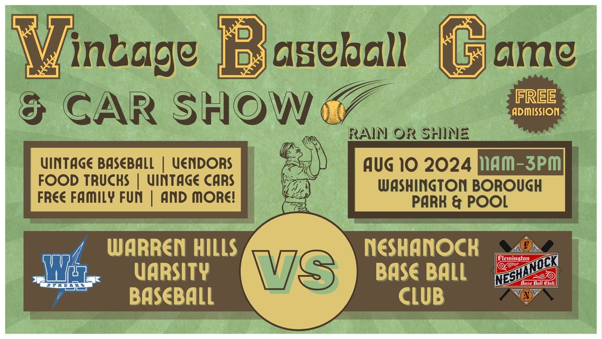 CANCELLED: Vintage Baseball Game & Car Show 2024