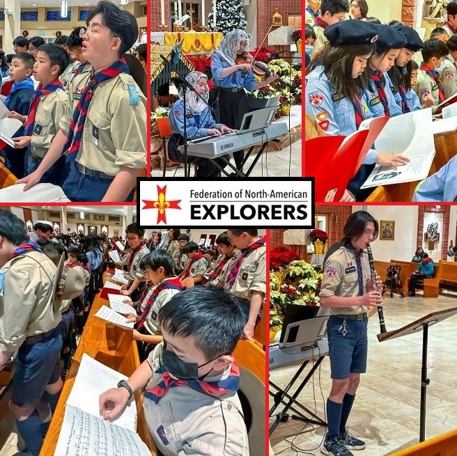 OUR FNE EXPLORERS WILL SING CHRISTMAS CAROLS AT 4:30 P.M. AT CHRISTMAS EVE MASS (DECEMBER 24)