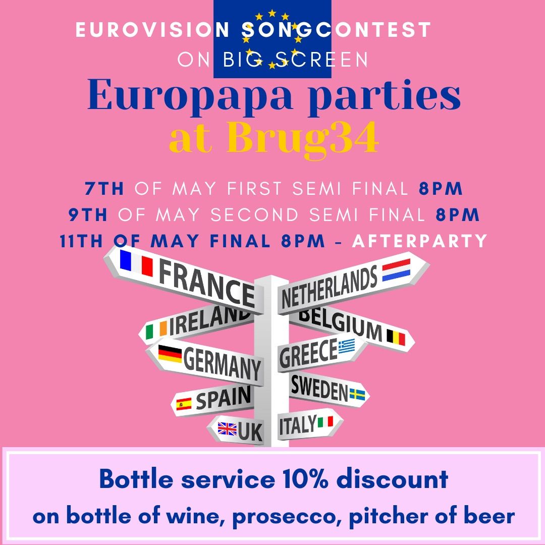 Europapa parties at Brug34 - Eurovision Songcontest on the big screen