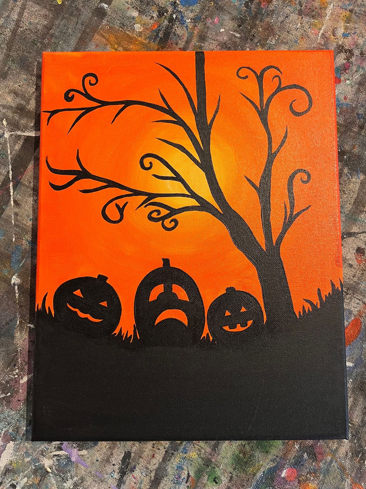 Spooky Halloween canvas painting (All Ages!)