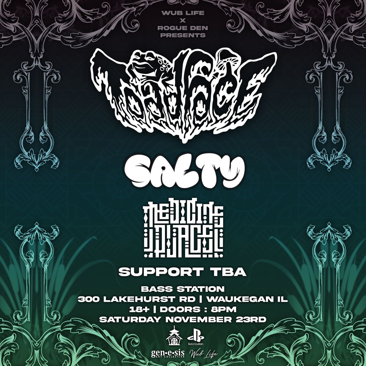 TOADFACE + SALTY + MEDICINE PLACE AT BASS STATION