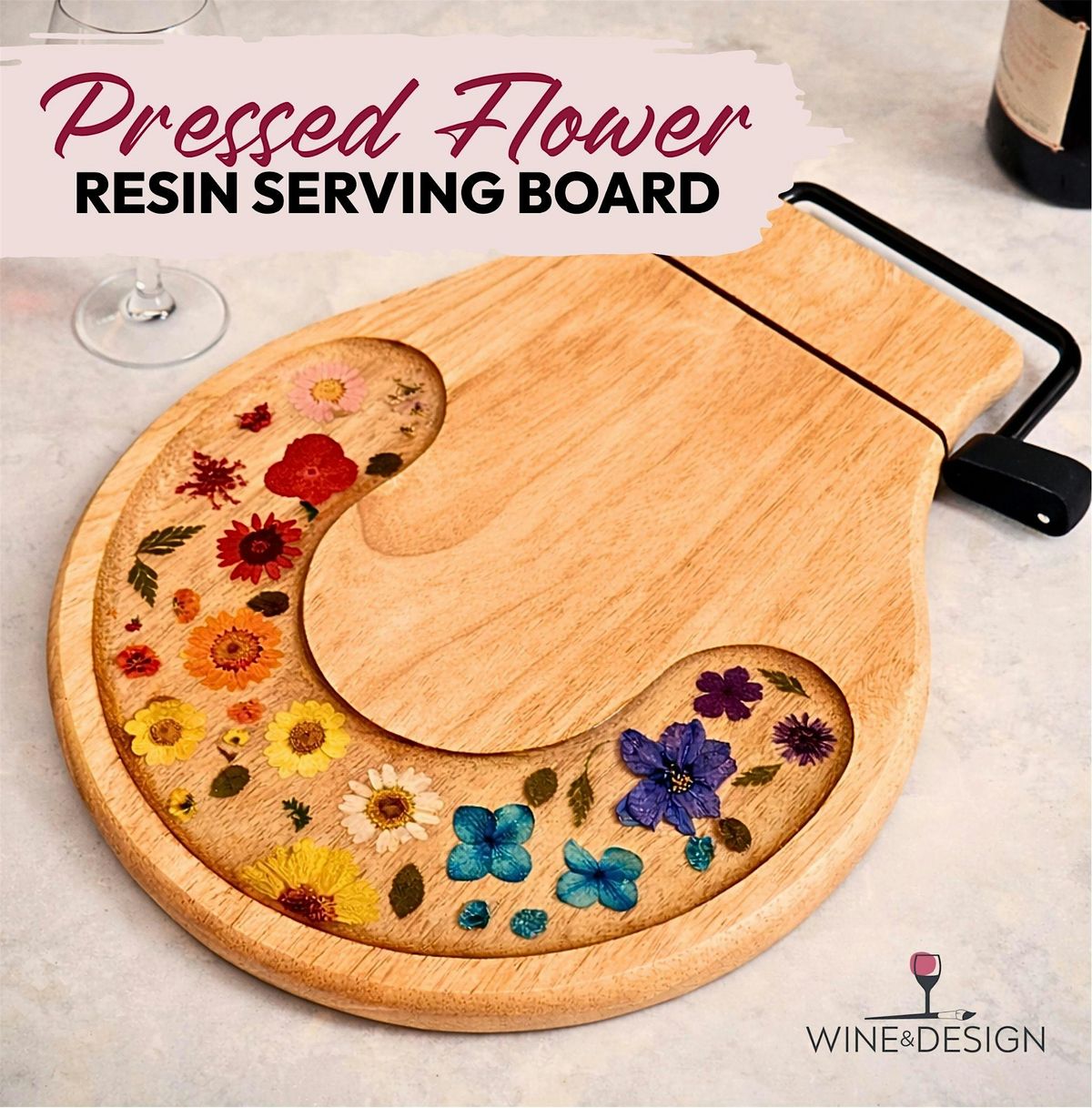 Pressd Flower Resin Pour Charcuterie Board