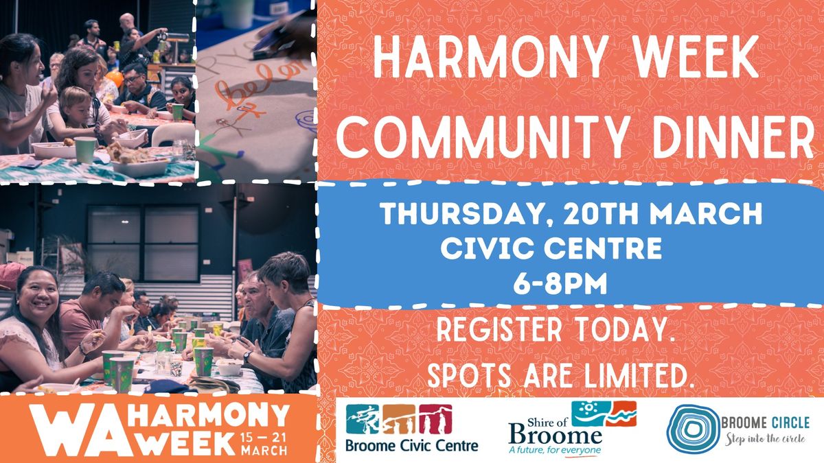 Harmony Week Community Dinner! (Register today- spots are limited!)