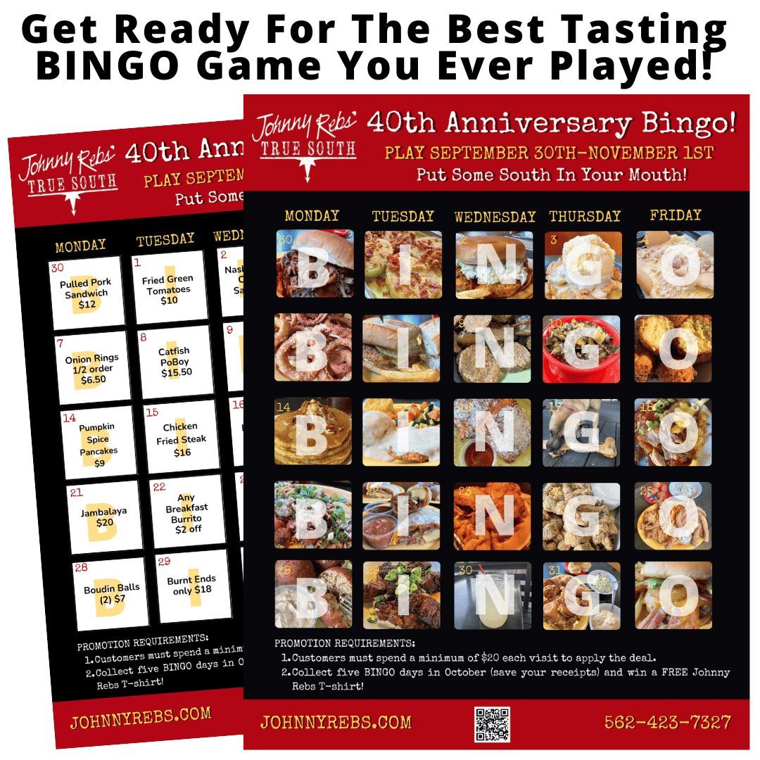 Celebrate 40 Years of Johnny Rebs with BINGO! 