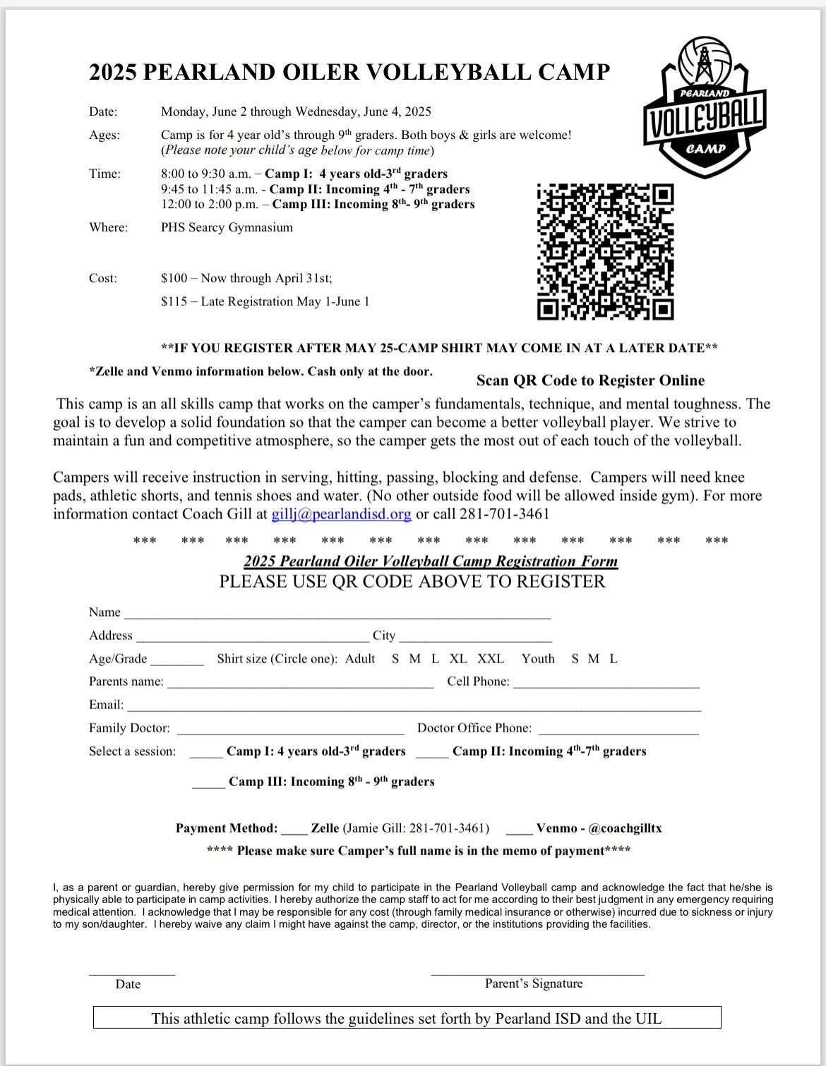 2025 Pearland Volleyball Camp