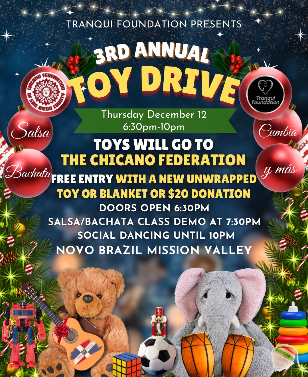 Toy Drive Salsa & Bachata Dancing by the Tranqui Foundation