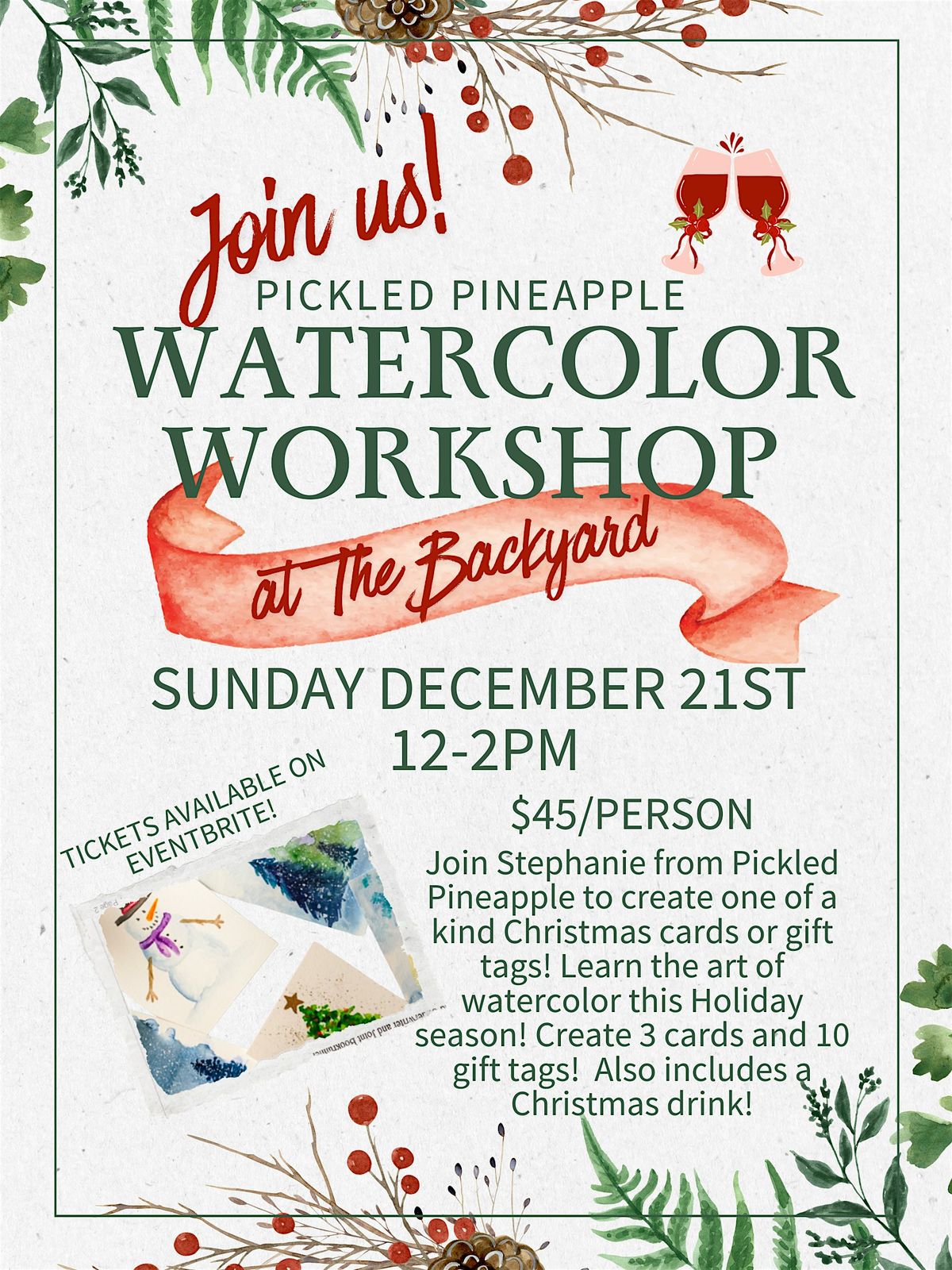 Christmas Watercolor Workshop at The Backyard