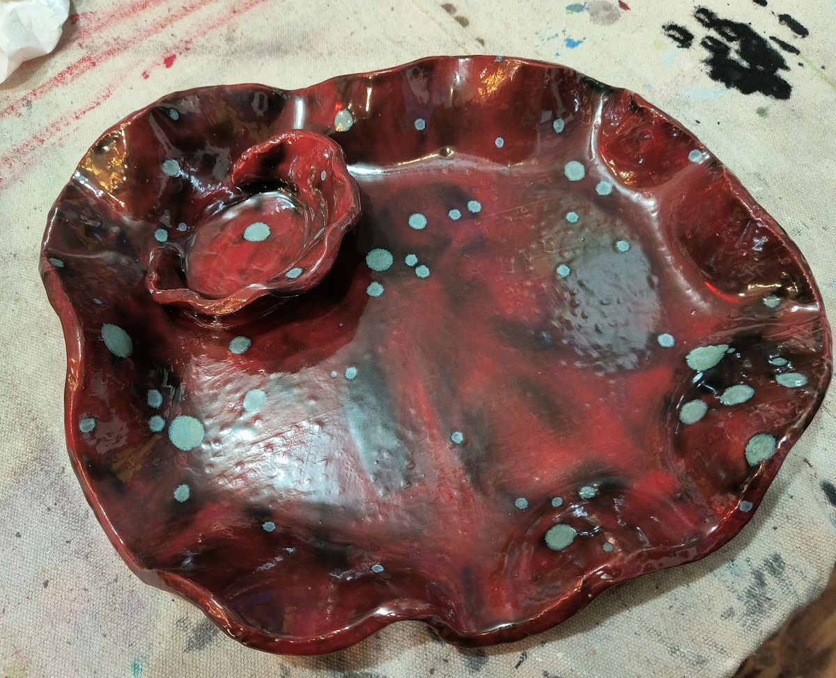 Pottery Handbuilding: Free Form Stoneware Hors d'oeuvres Platter 