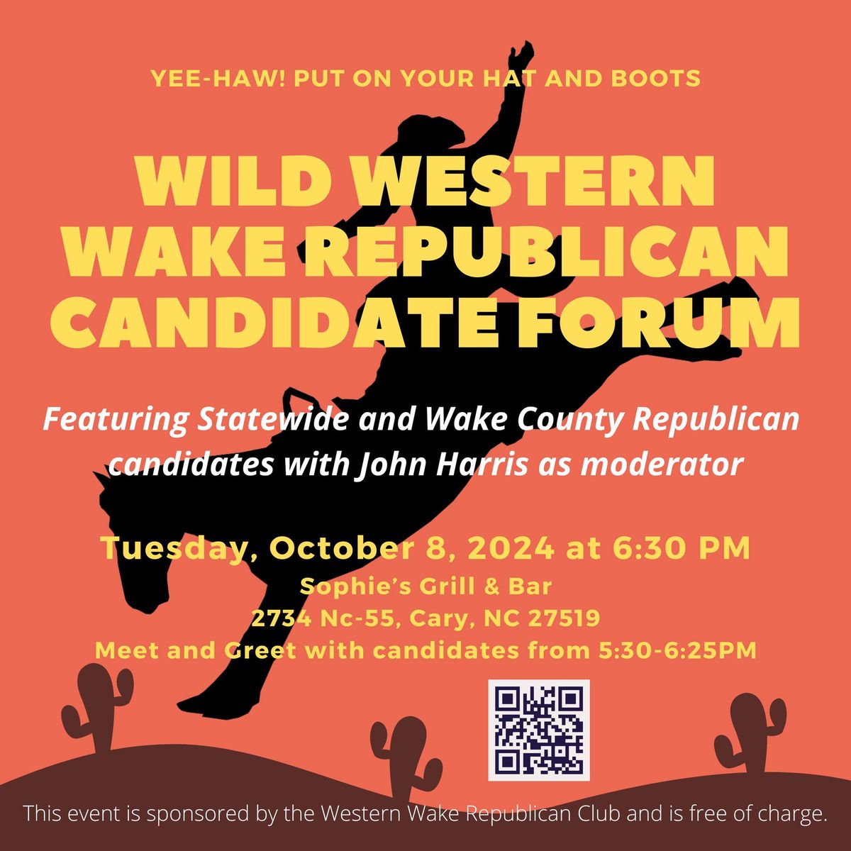 "Wild" Western Wake Republican Candidate Forum (RSVP\/ticket required at link below)