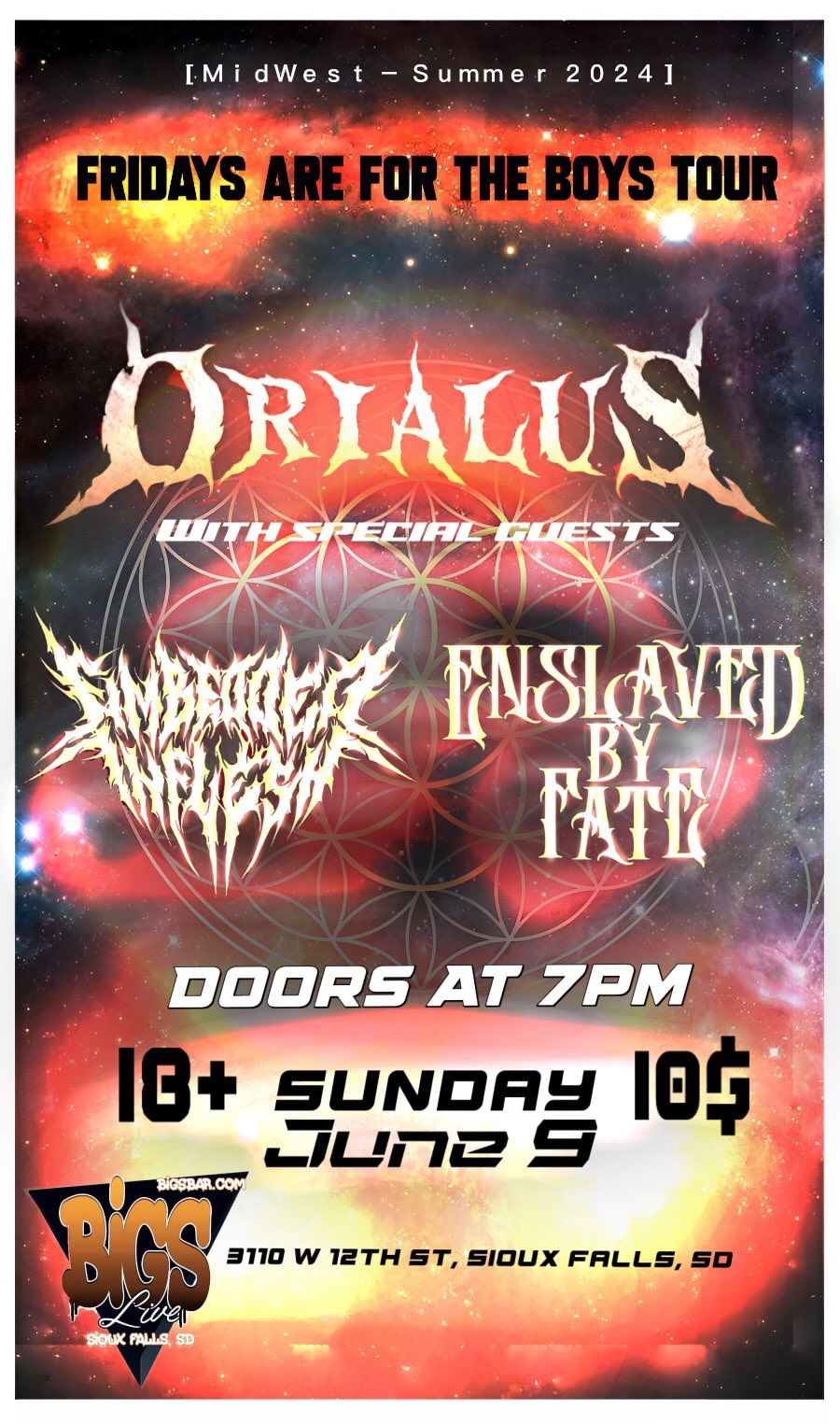 Orialus - FAFTB TOUR @ Bigs Bar w Embedded in Flesh & Enslaved by Fate
