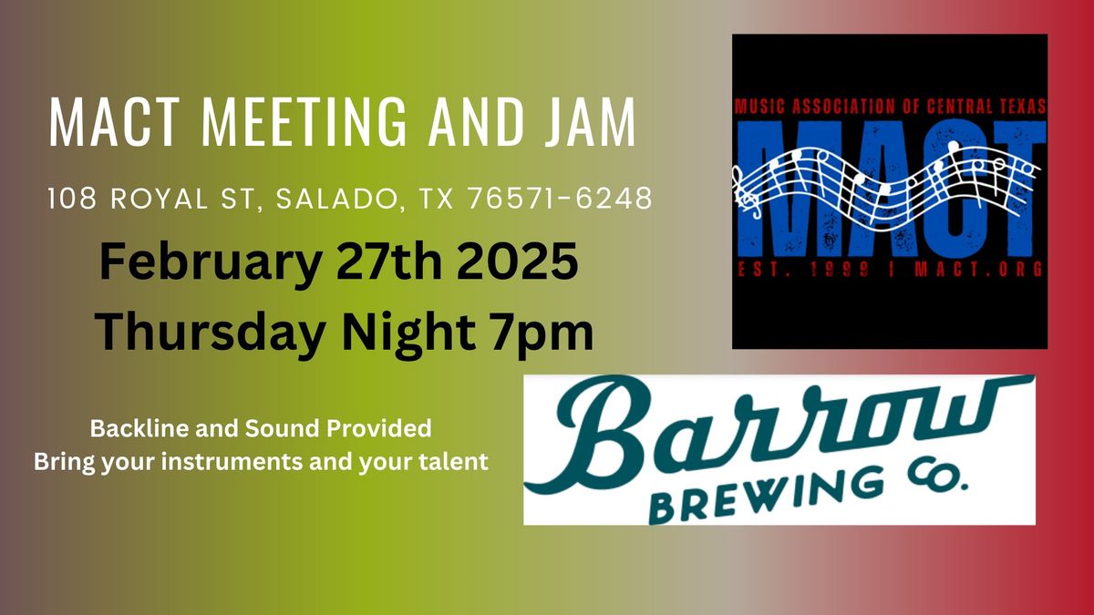 MACT Meeting\/Jam Thursday at Barrow Brewery