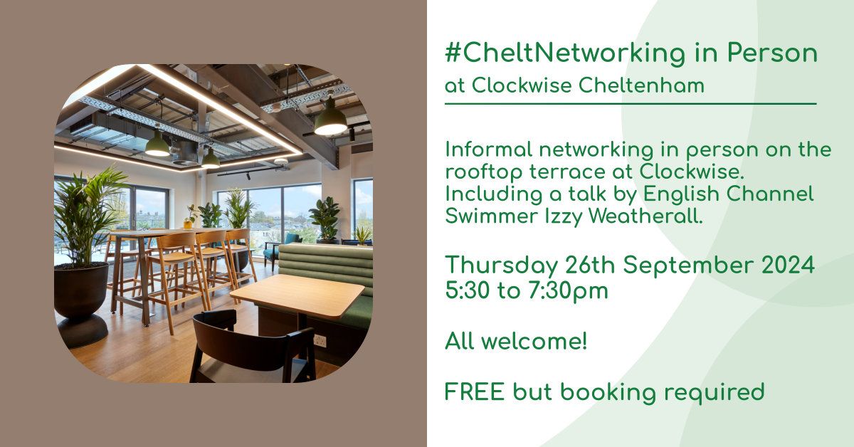 #CheltNetworking in Person on the Rooftop Terrace at Clockwise Cheltenham - Coworking & Office Space