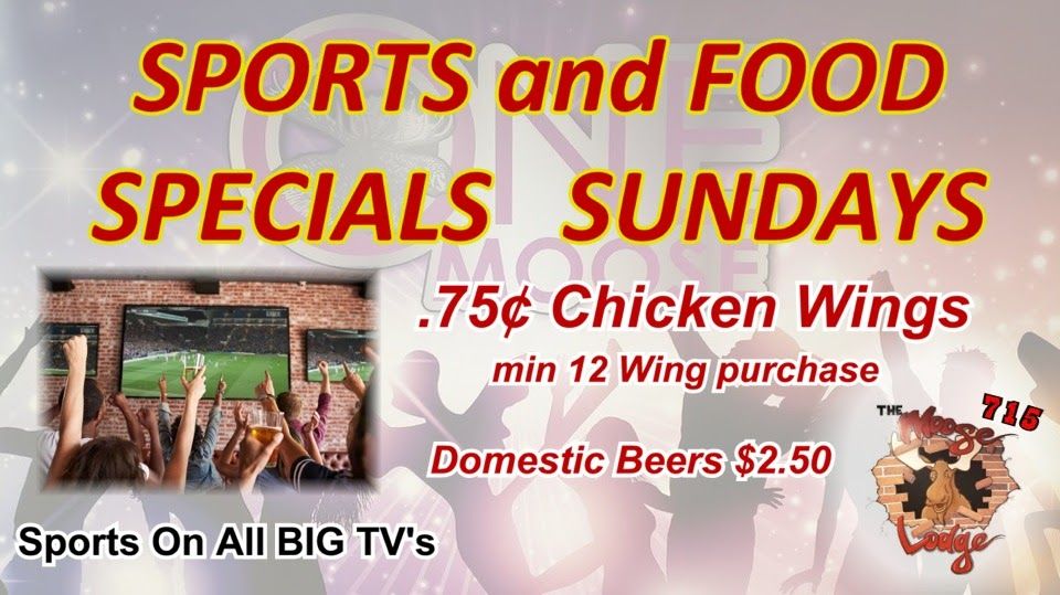 Sundays Sports On All BIG TV's - Food Specials