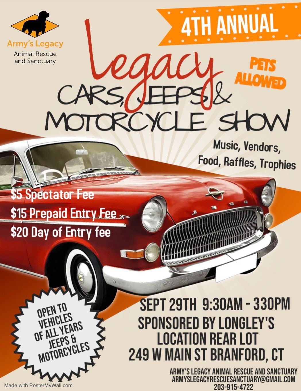 4th Annual Legacy Cars, Jeeps & Motorcycle Show