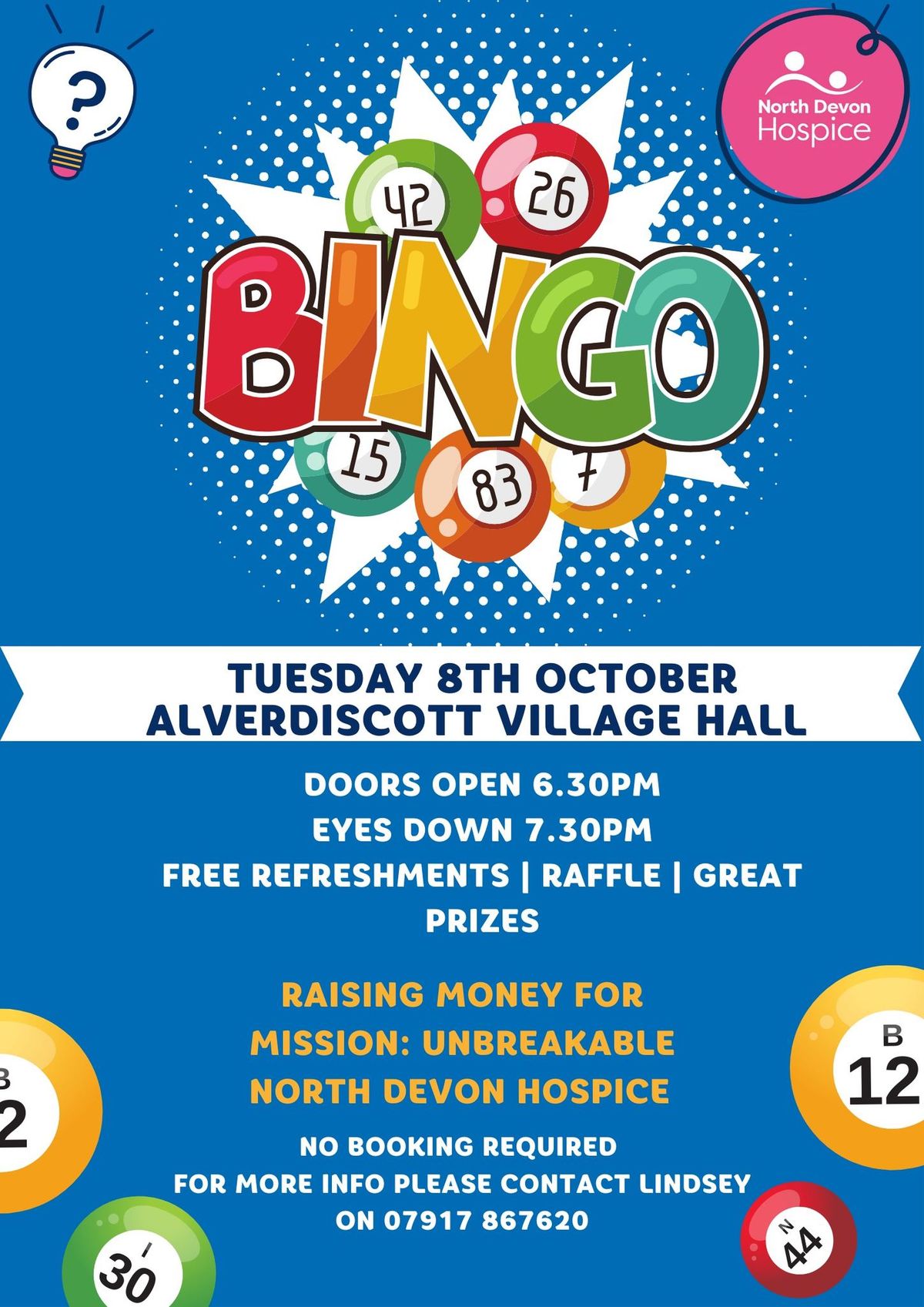 Bingo in aid of North Devon Hospice