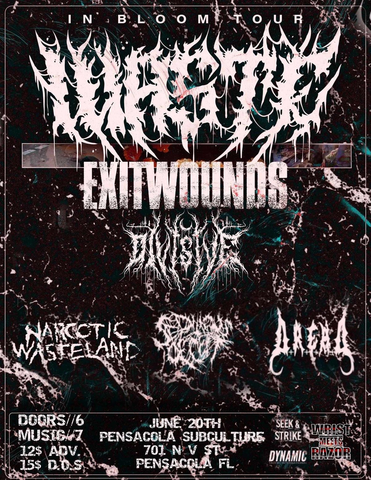 Waste, Exit Wounds, Divisive, Narcotic Wasteland, Seditious Deceit, and D.R.E.A.D at Subculture 
