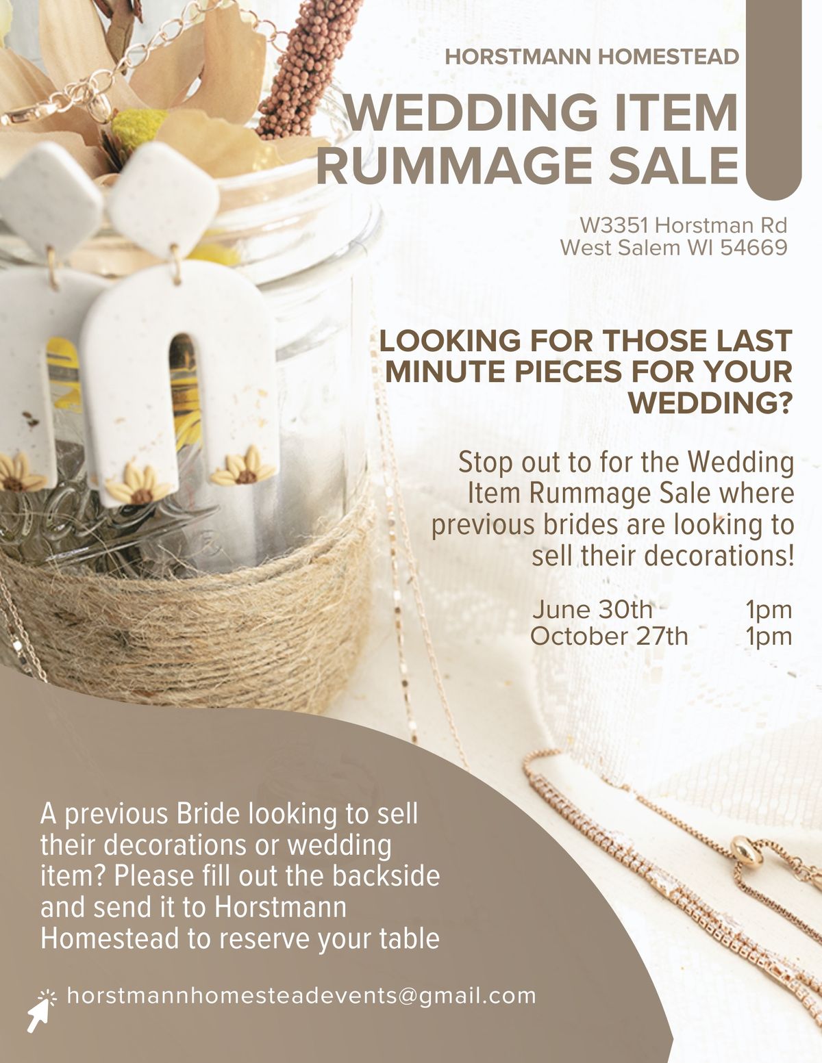 Wedding Item Rummage Sale