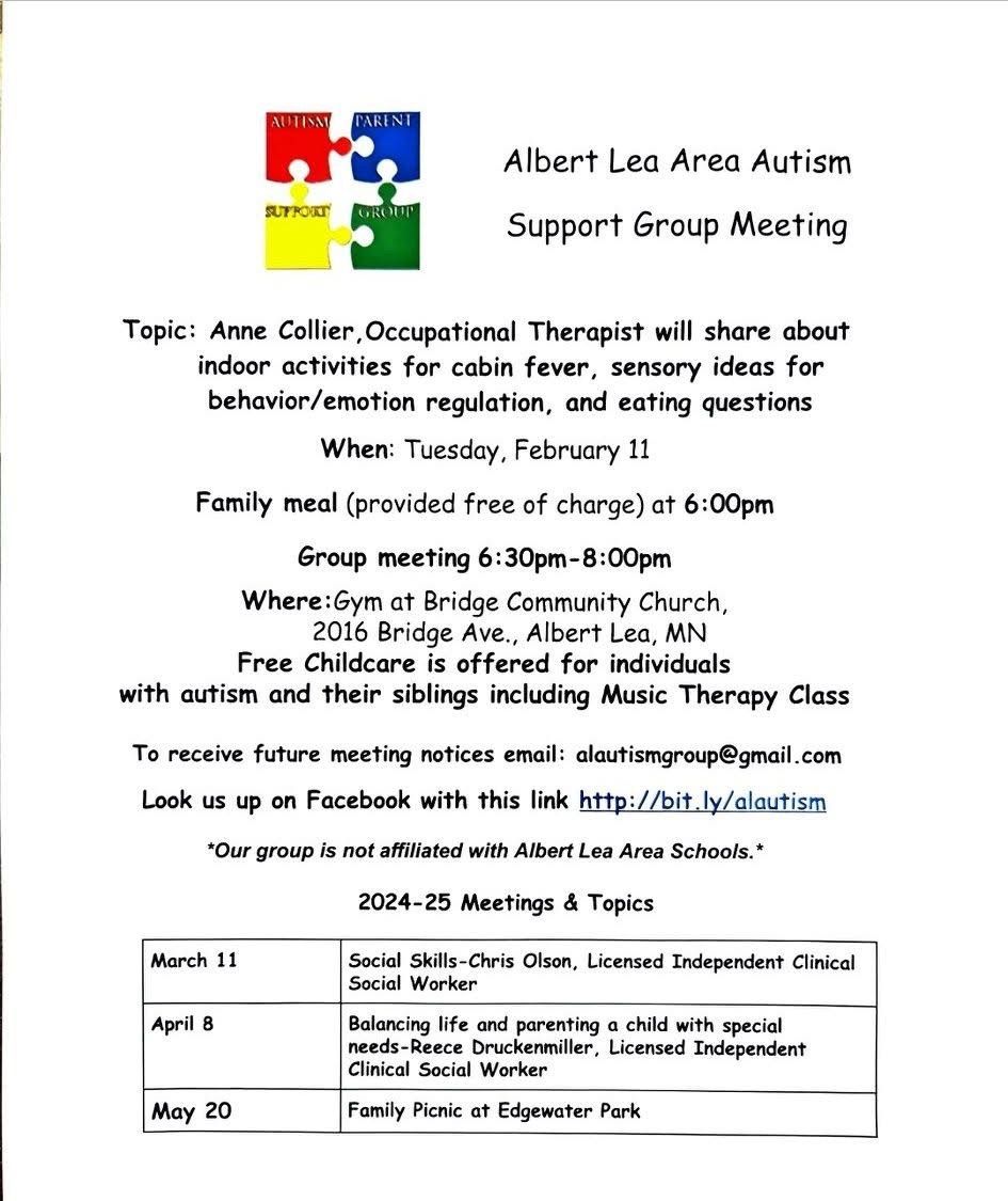 February Autism Support Group Meeting