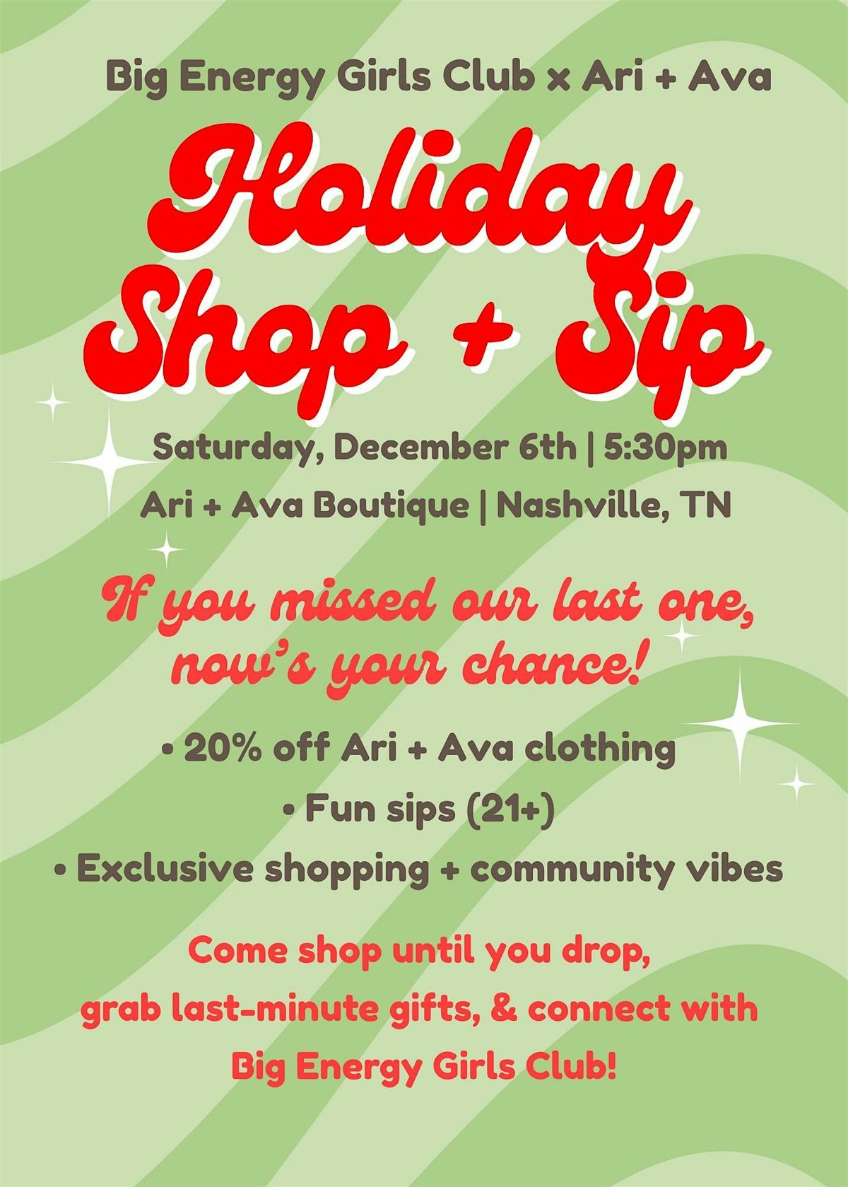 Holiday Shop + Sip