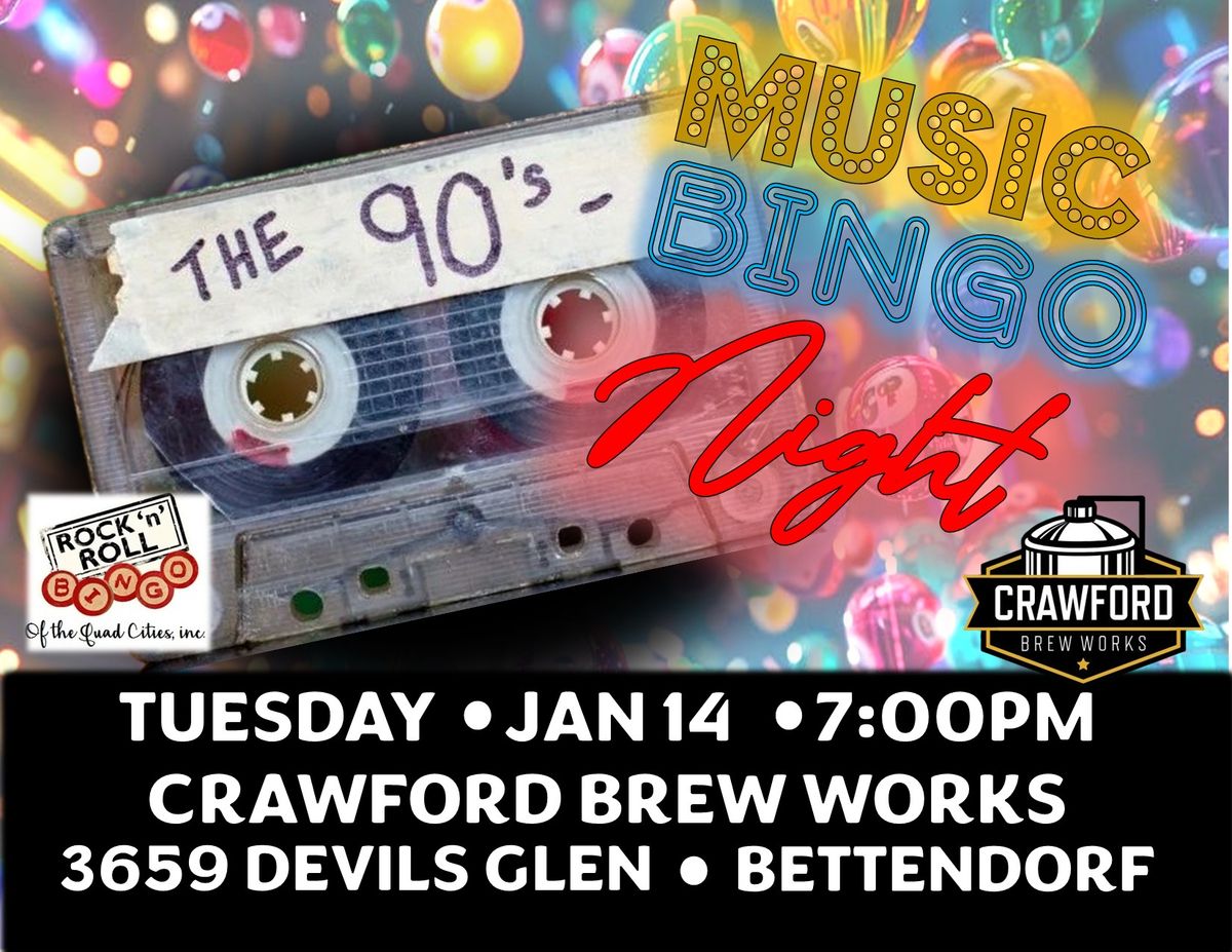 90's Music Bingo at Crawford Brew Works