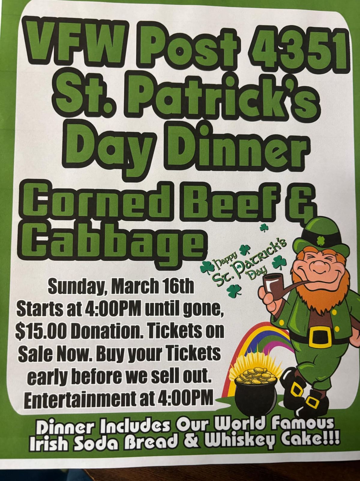 St Patrick's Day Dinner