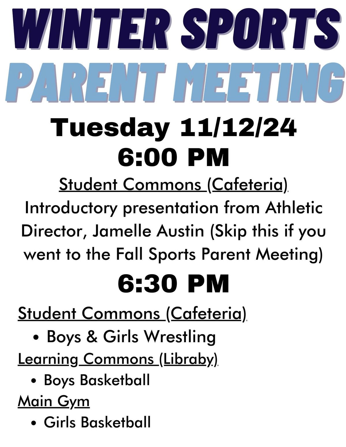 Winter Sports Parent Meeting