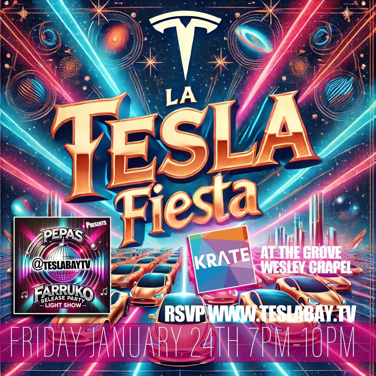 La Tesla Fiesta! LIVE DJ & Lasers, Interactive \u2018Tesla Concert\u2019! By @TeslaBayTV