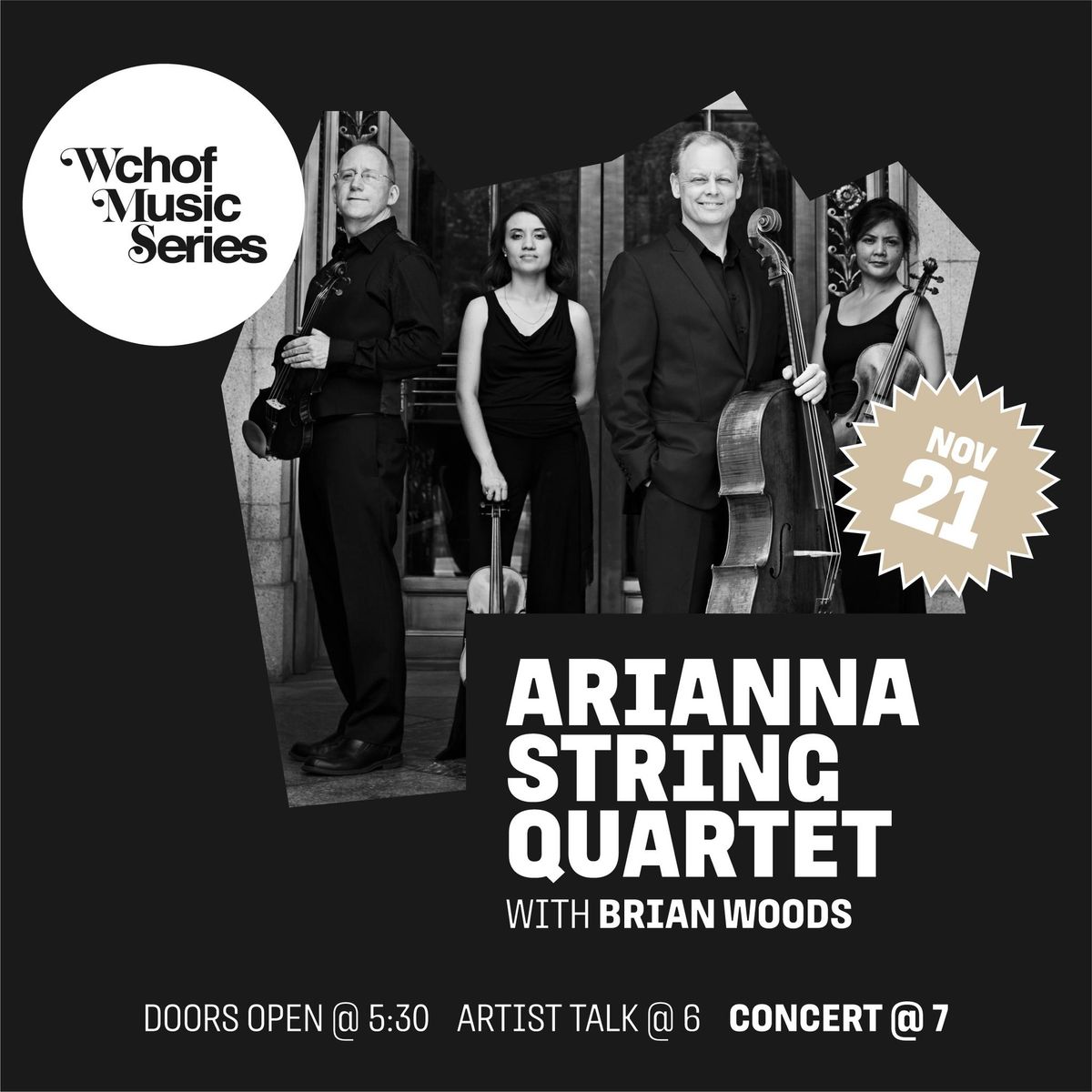 Music Series: Arianna String Quartet with Brian Woods