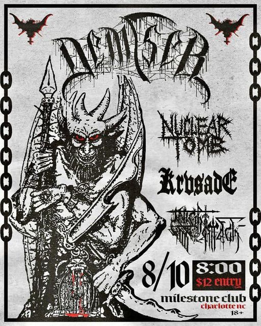 DEMISER w\/ NUCLEAR TOMB, KRVSADE & NIGHT ATTACK at The Milestone on Saturday August 10th 2024