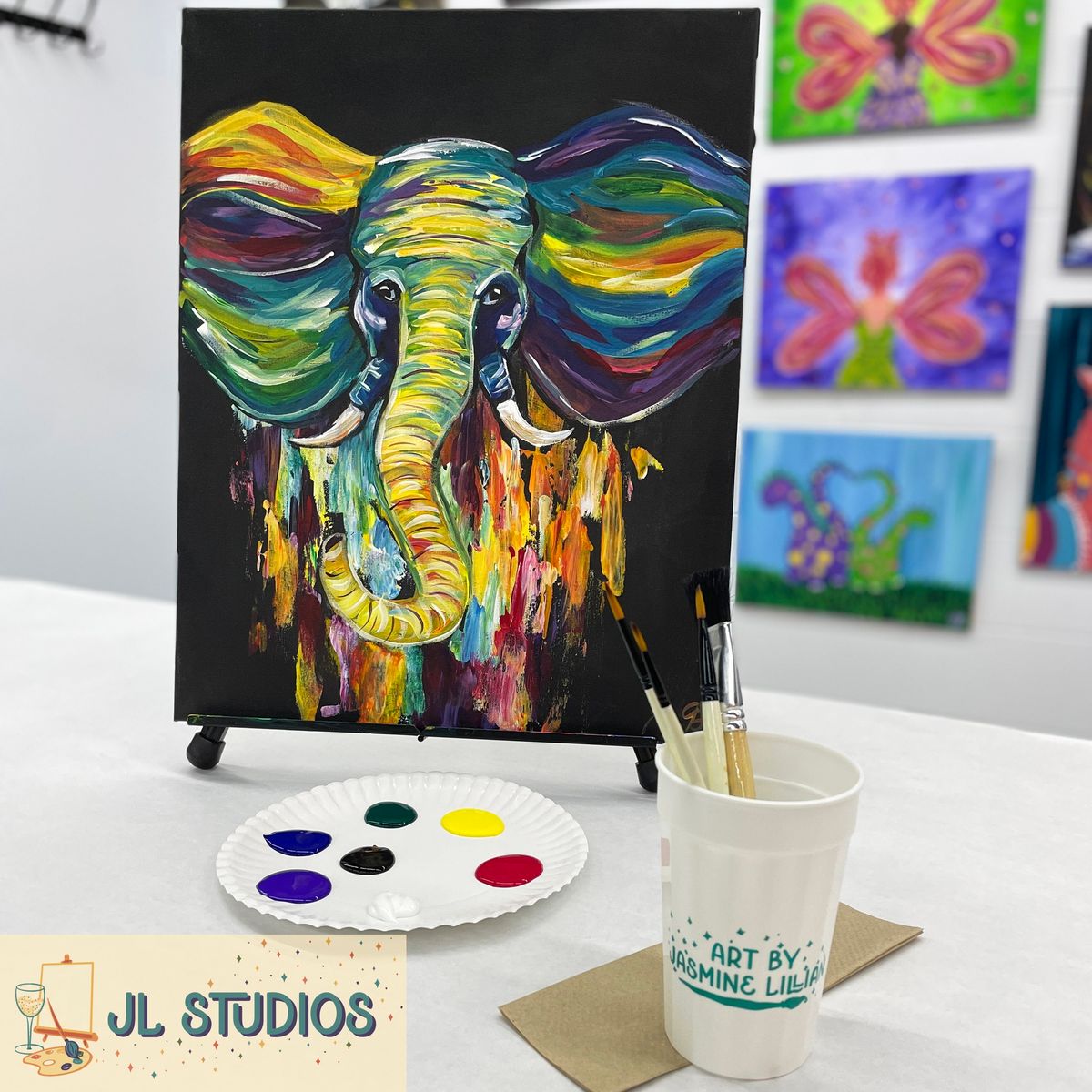 Rainbow Elephant Tipsy Painting Class