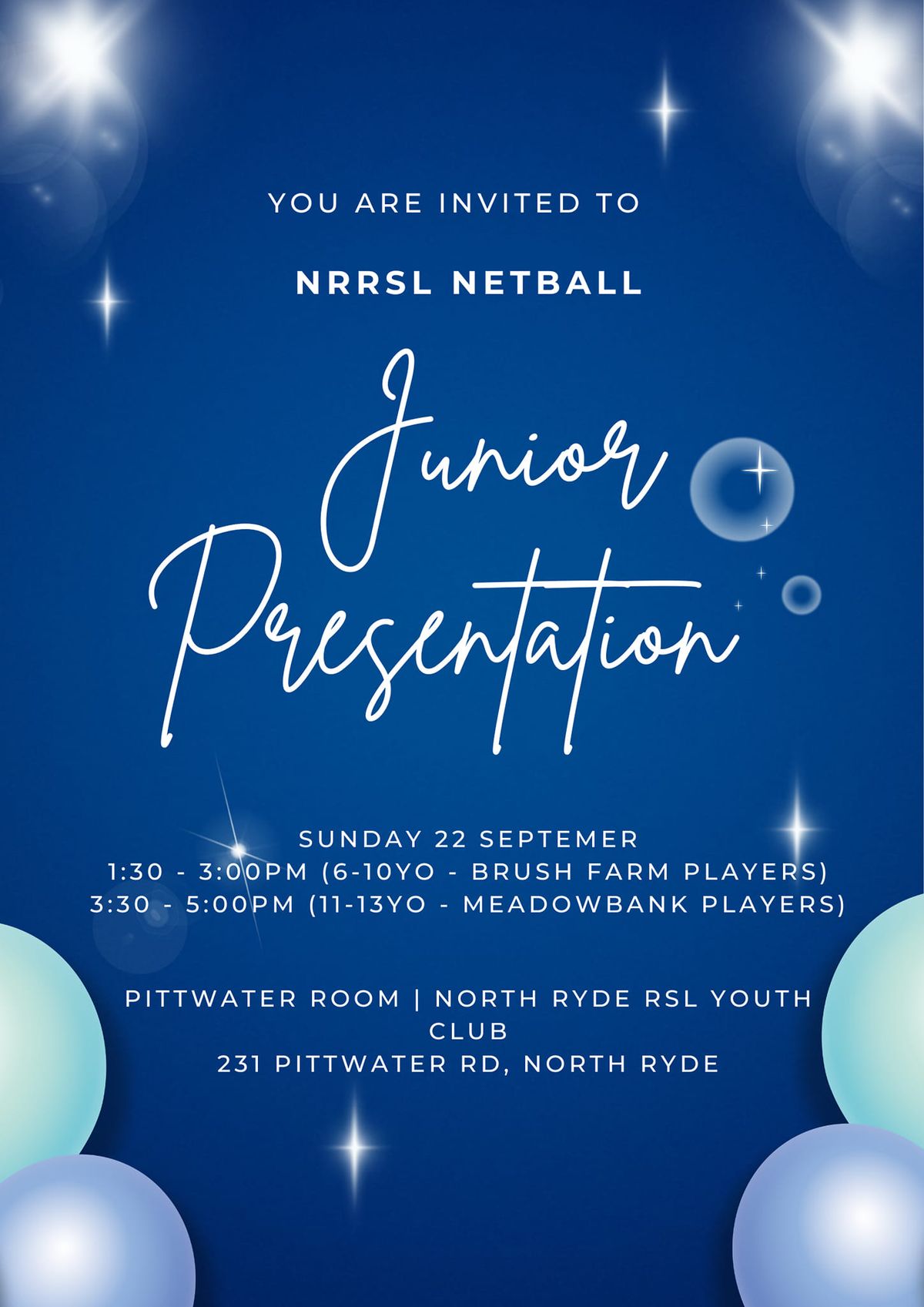 North Ryde RSL Netball Junior Presentation Day 2024