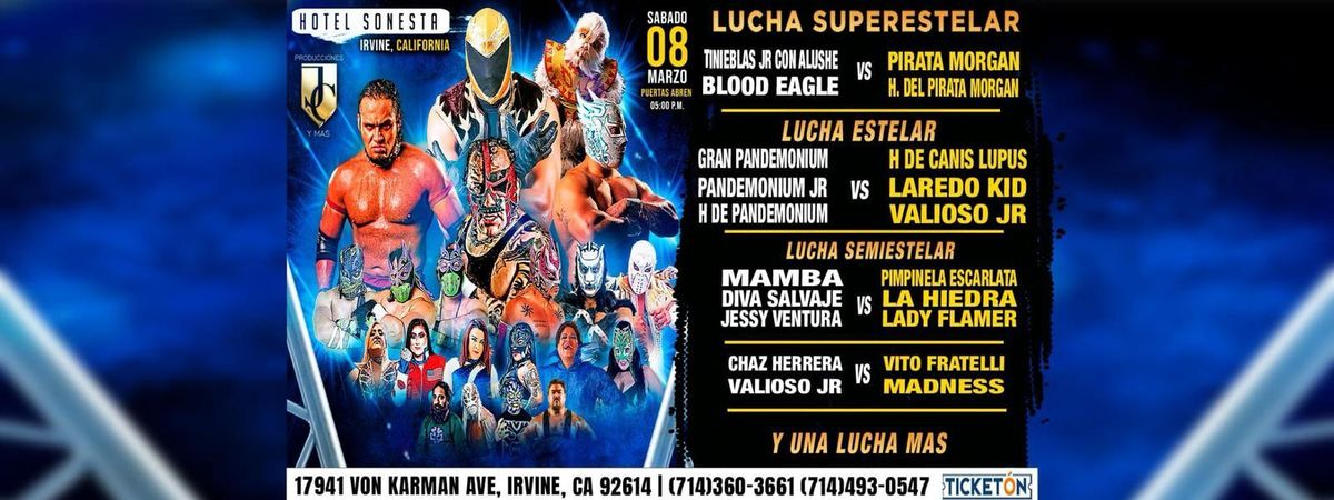 TINIEBLAS JR CON ALUSHE, BLOOD EAGLE VS PIRATA MORGAN, H. DEL PIRATA MORGAN & MAS