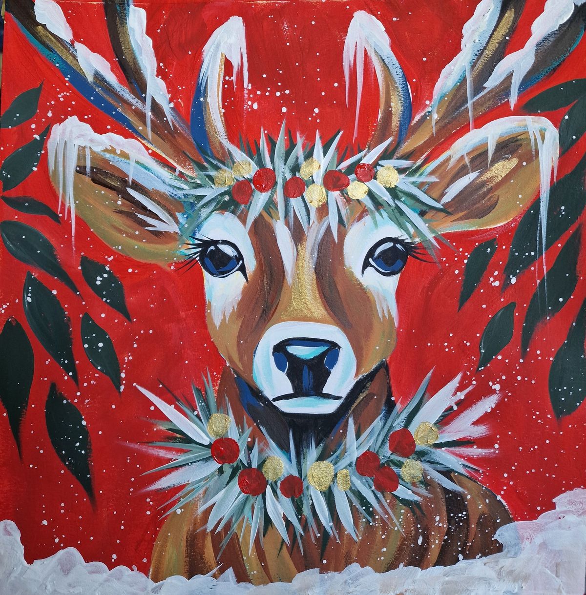 Christmas Deer Paint & Prosecco Night at the Emporium, Yeovil