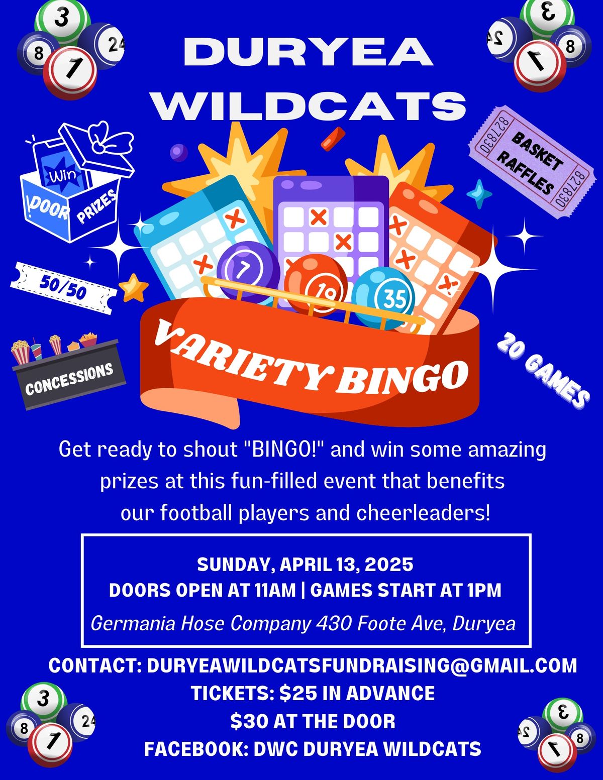 Duryea Wildcats Present Variety Bingo