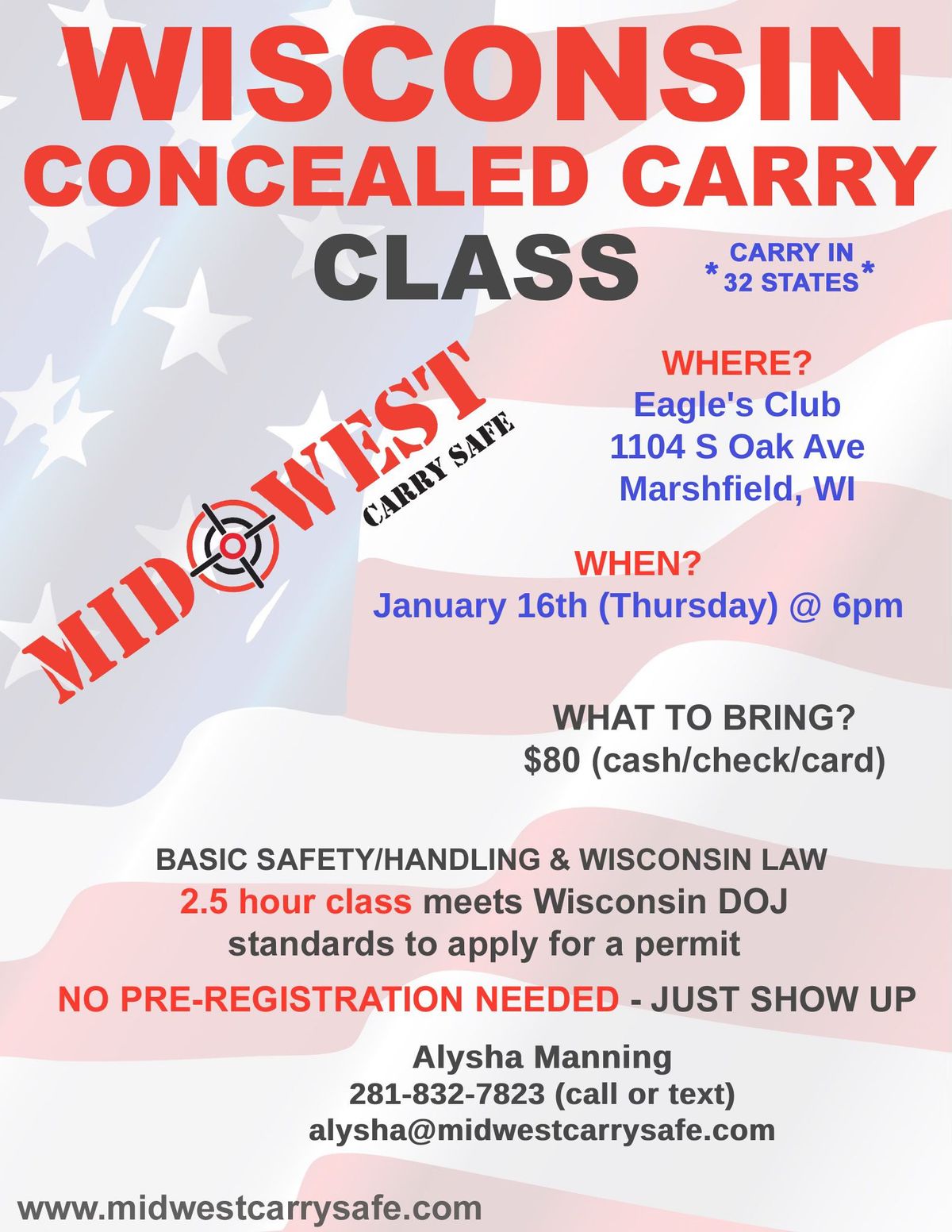 Wisconsin Concealed Carry Class in Marshfield