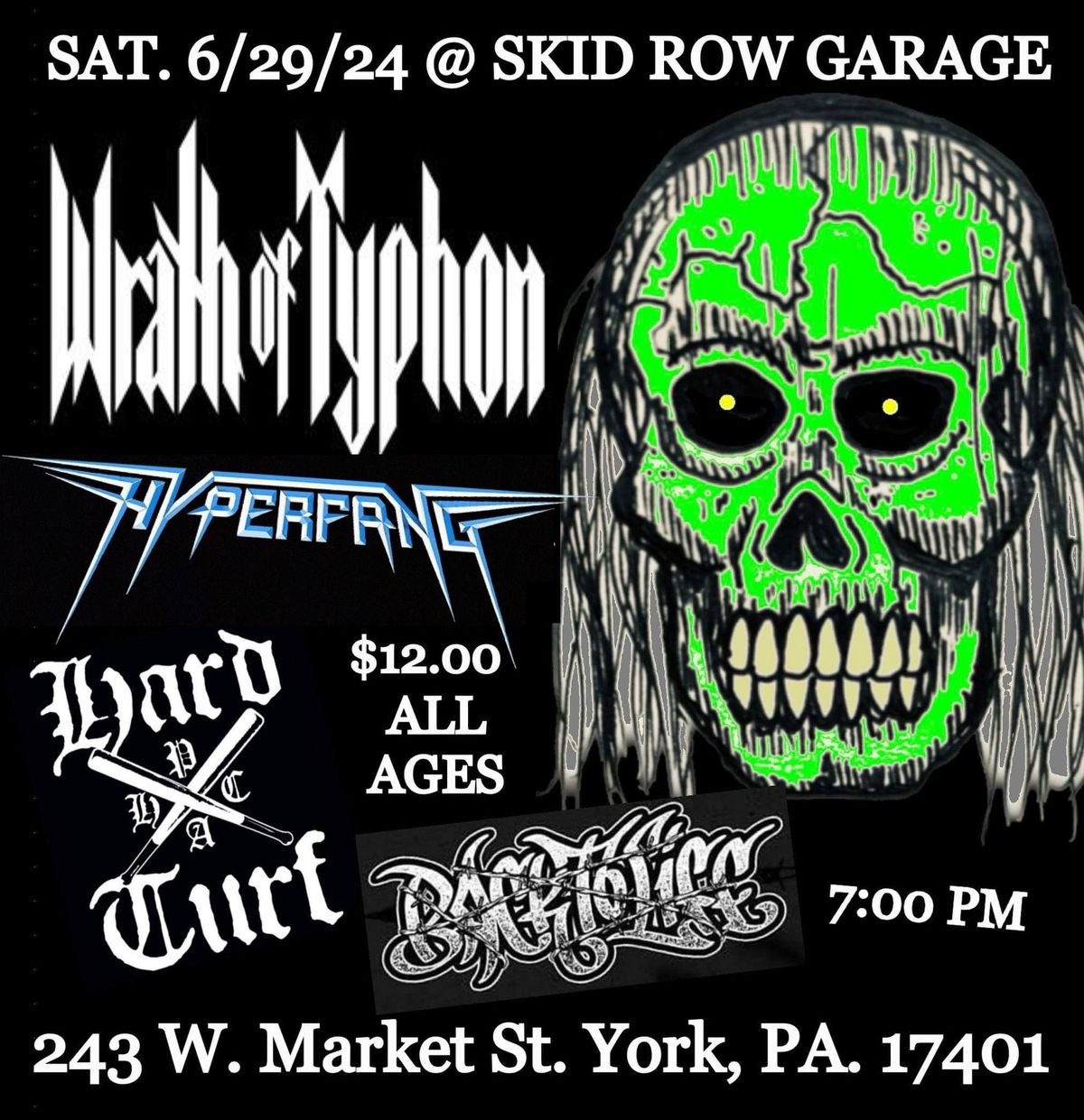 Wrath of Typhon, Deathcycle, Hard Turf, and Back to Life at Skid Row Garage